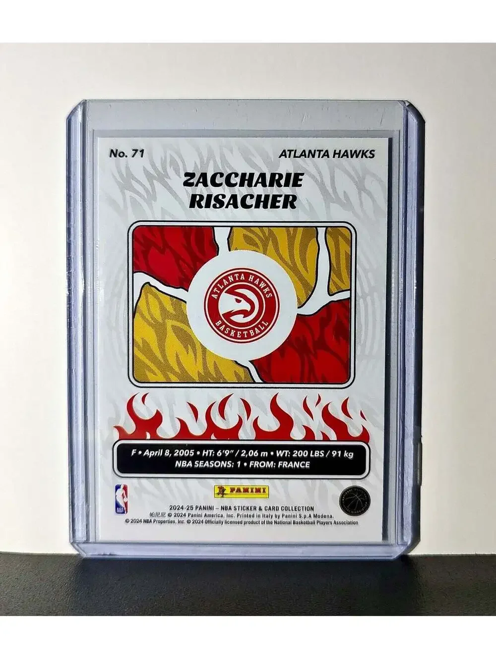 Zaccharie Risacher Rookie 2024-25 Panini NBA #71 Sticker Card Atlanta Hawks